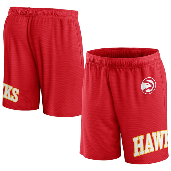 Men's Atlanta Hawks Red Free Throw Mesh Shorts - Click Image to Close